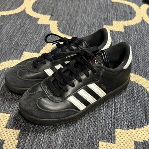 adidas Samba Kids Black with White Stripes Sneakers Size 3